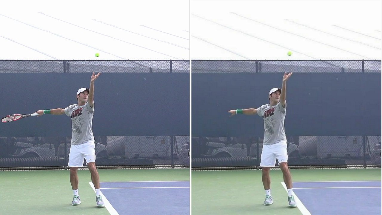 roger's serve backswing