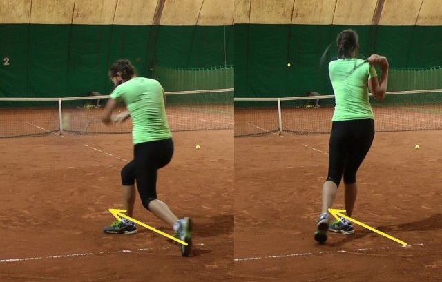 correct two-handed backhand stroke