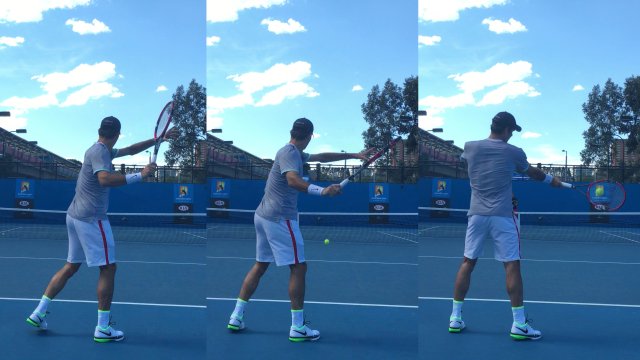 federer-forehand-swing-size Roger Federer's forehand from backview