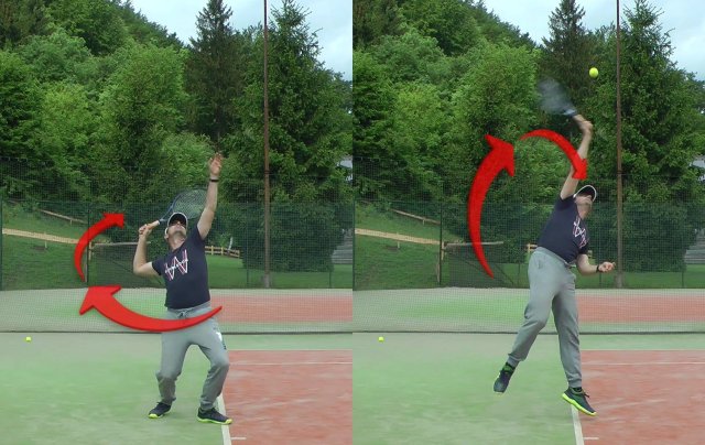 tennis serve store and release of energy