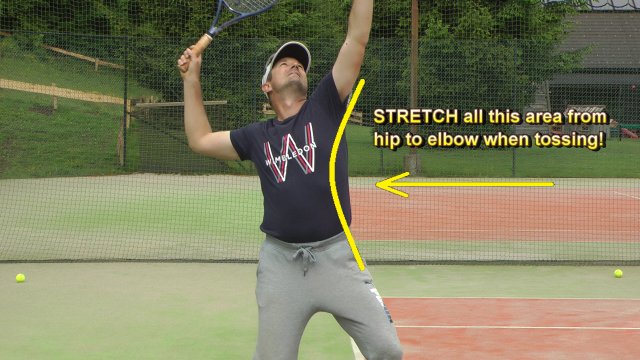 stretching on the serve toss