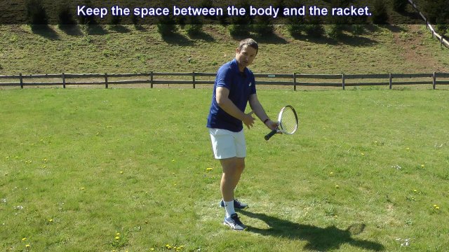 backhand-space space for one-handed backhand backswing