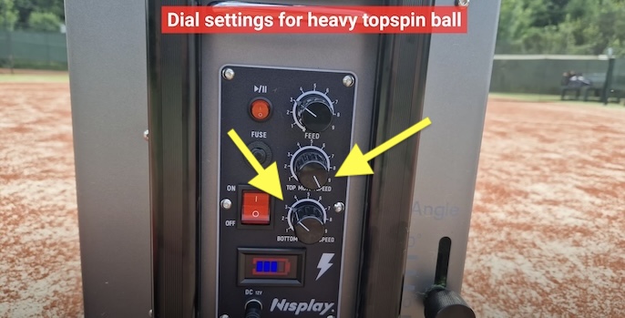 topspin ball settings for nisplay N2 tennis machine