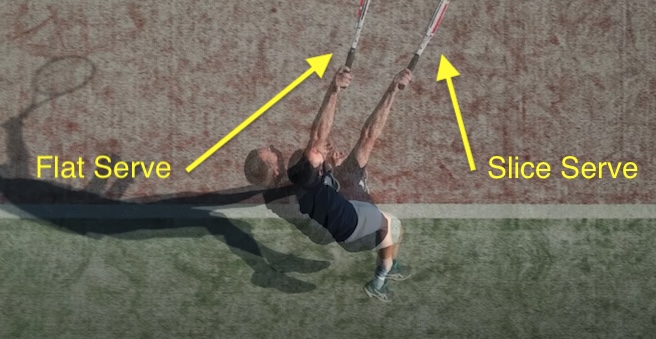 flat vs slice serve - difference in contact point position